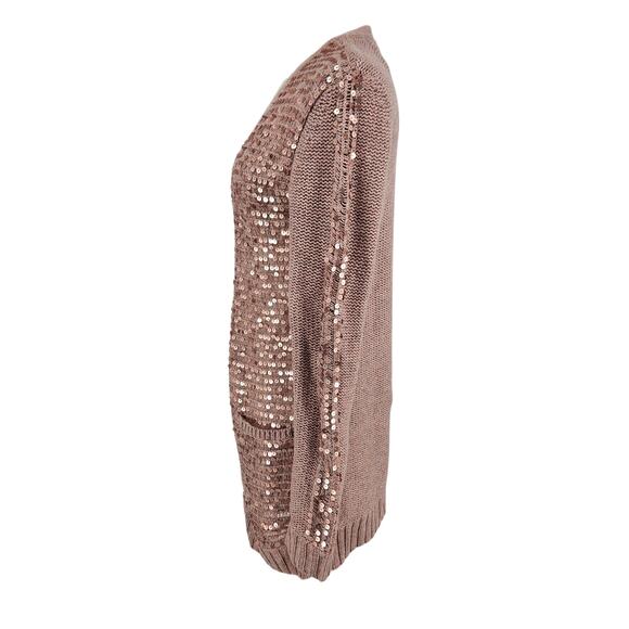 Victoria's Secret Moda International Sequin Knit Cardigan – Rose Gold Wool Blend - Picture 3 of 6